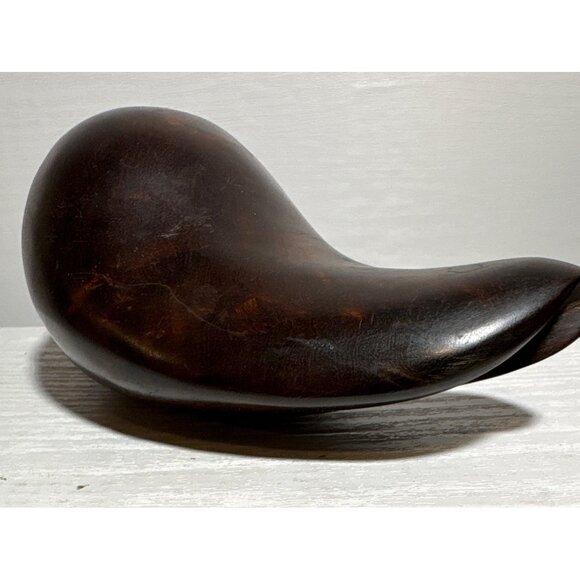 Wooden Conch Shell Hand Carved Polished Unique Decor Piece 7" Heavy Paperweight - Picture 7 of 10